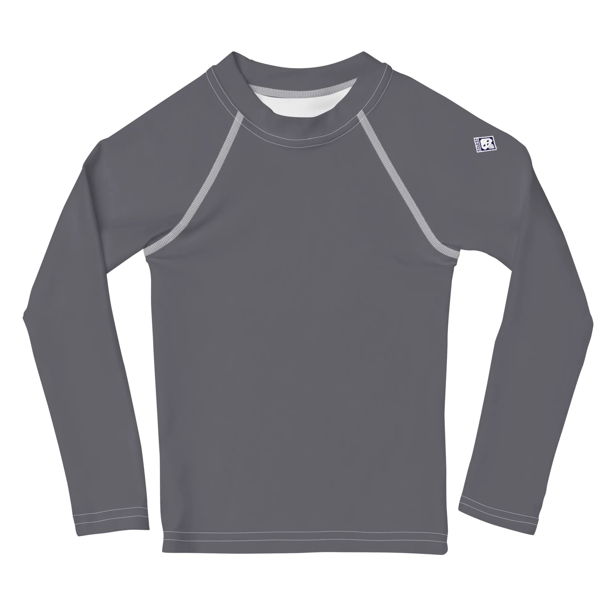 Adorable Coverage: Kids Girl's Long Sleeve Rash Guards in Solid Color - Charcoal