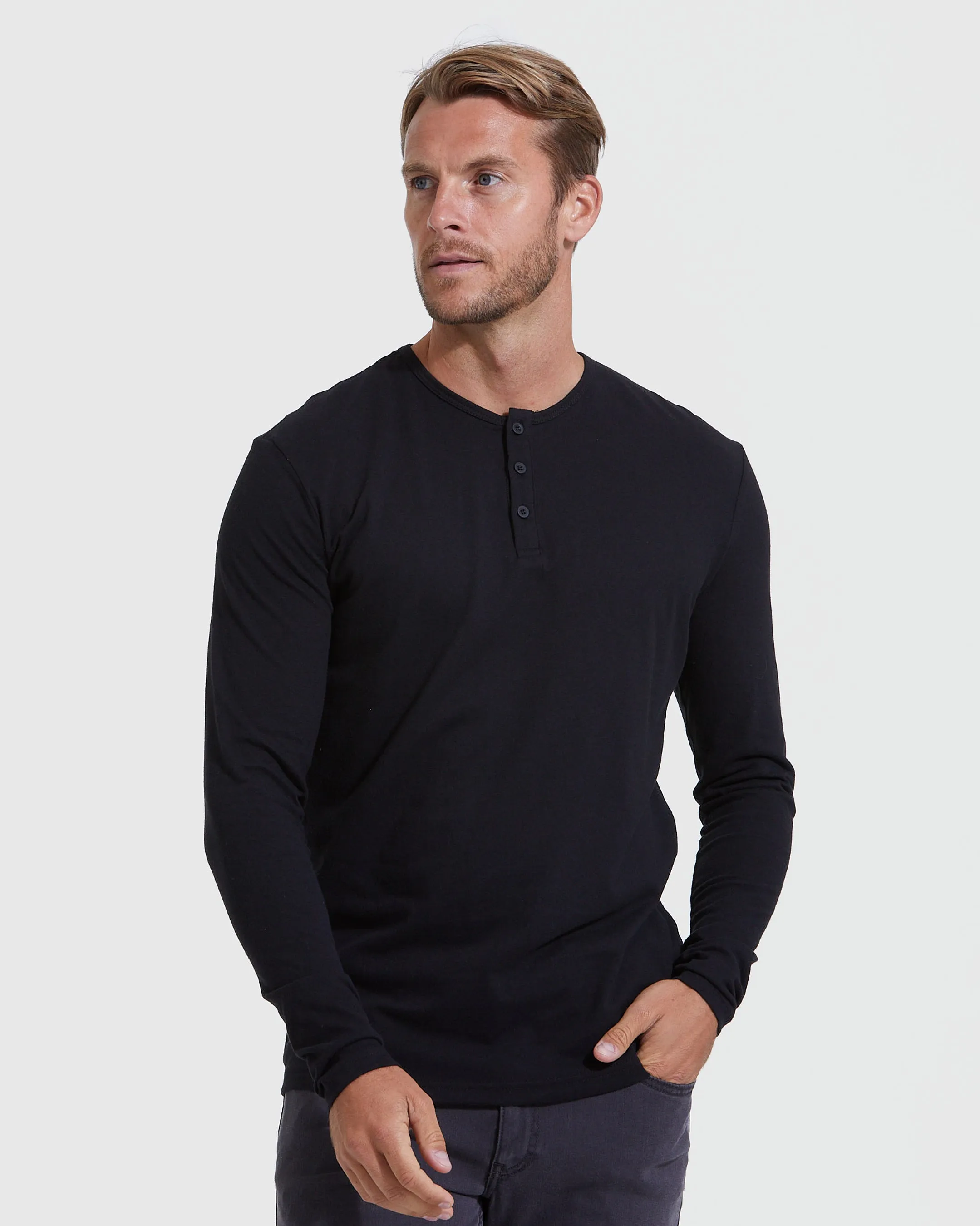 Black and Blue Henley 2-Pack