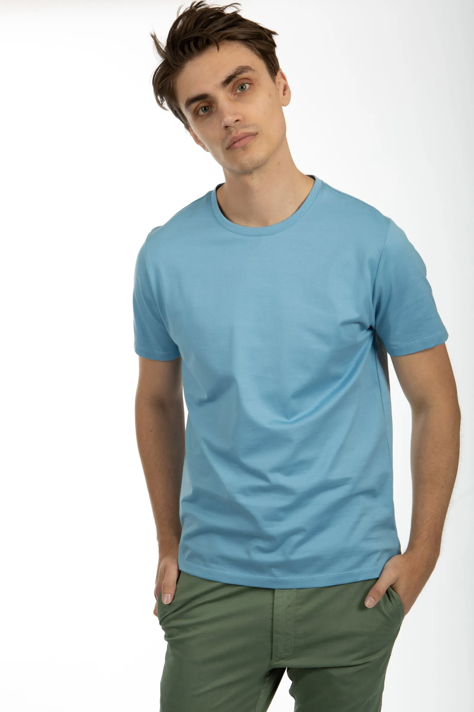 Blue Cotton Jersey Tee Shirt