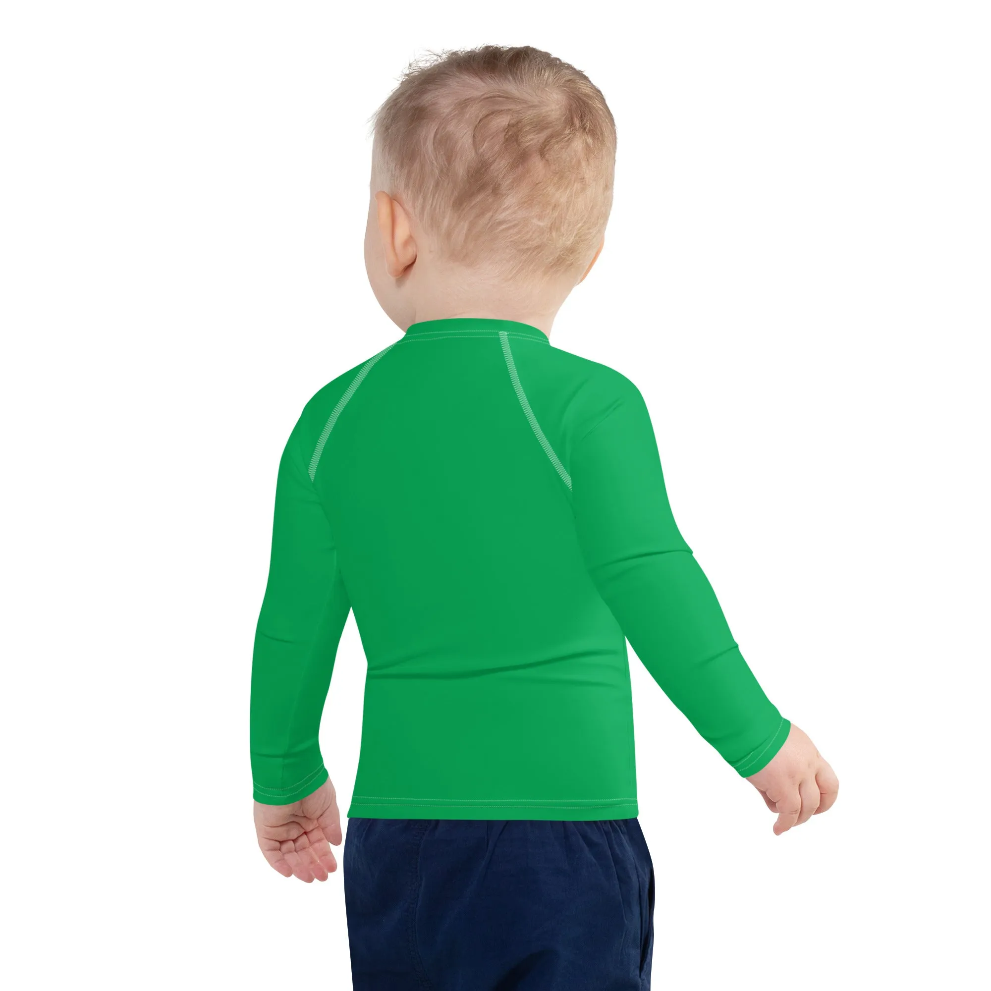 Bold Adventures: Kid's Solid Color Rash Guards for Boys - Jade