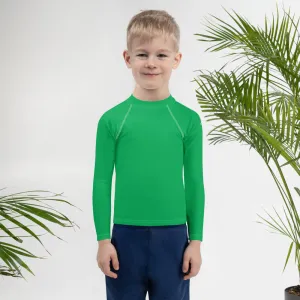 Bold Adventures: Kid's Solid Color Rash Guards for Boys - Jade