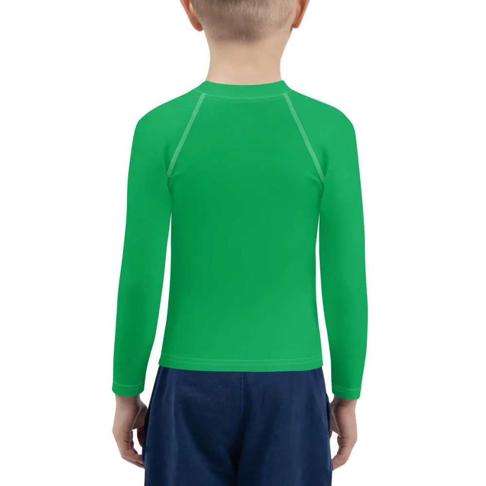 Bold Adventures: Kid's Solid Color Rash Guards for Boys - Jade