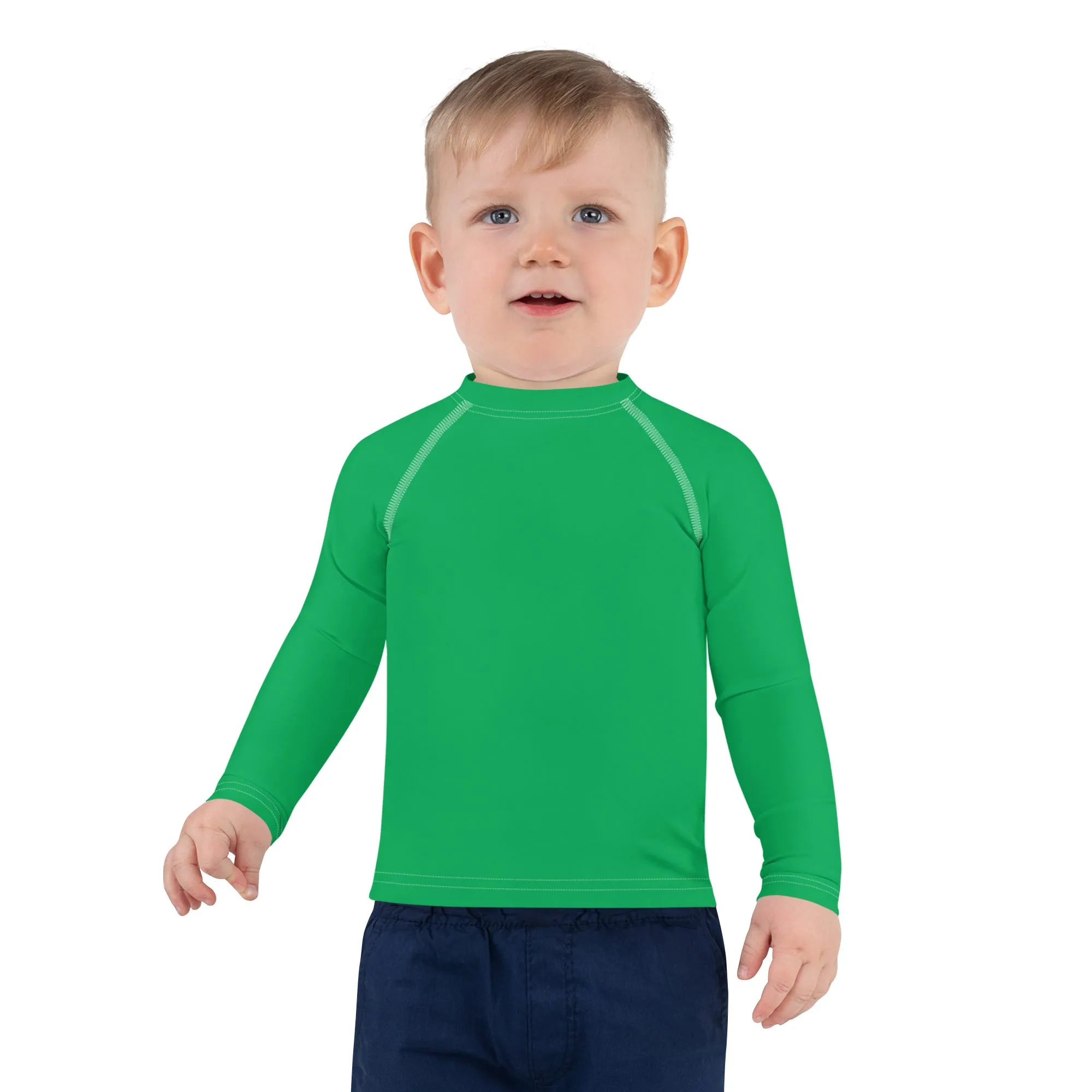 Bold Adventures: Kid's Solid Color Rash Guards for Boys - Jade