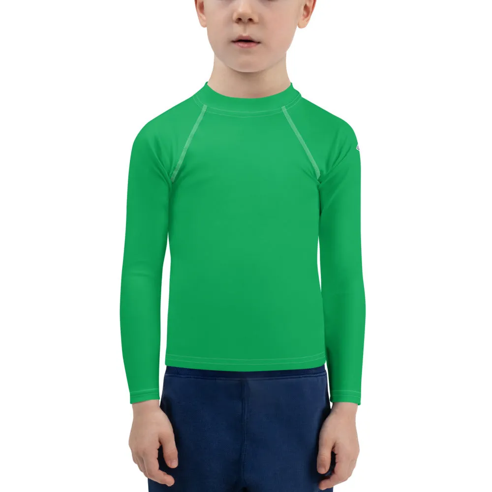 Bold Adventures: Kid's Solid Color Rash Guards for Boys - Jade