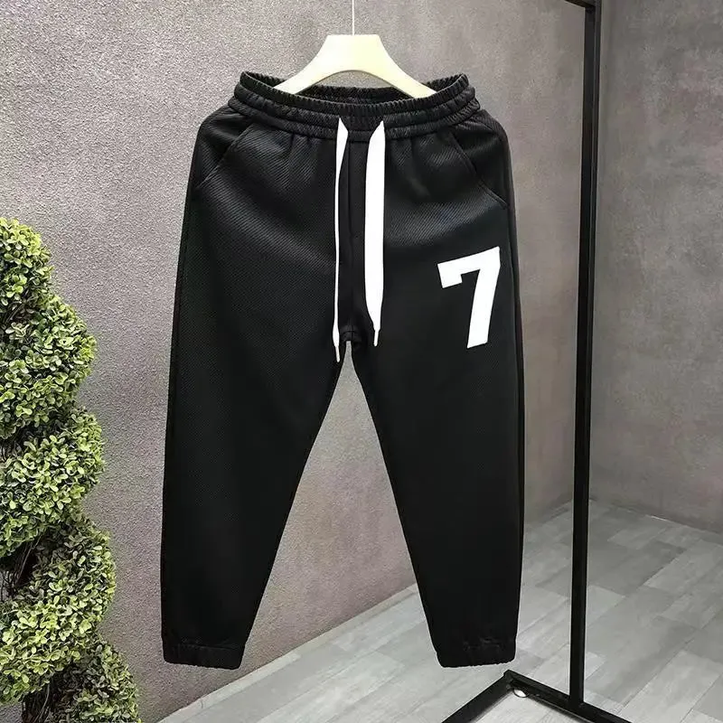 Bonsir Spring Autumn Men's New Fashion Embroidery Casual Pants Loose Straight Tube Solid Color Versatile Comfortable Harem Pants