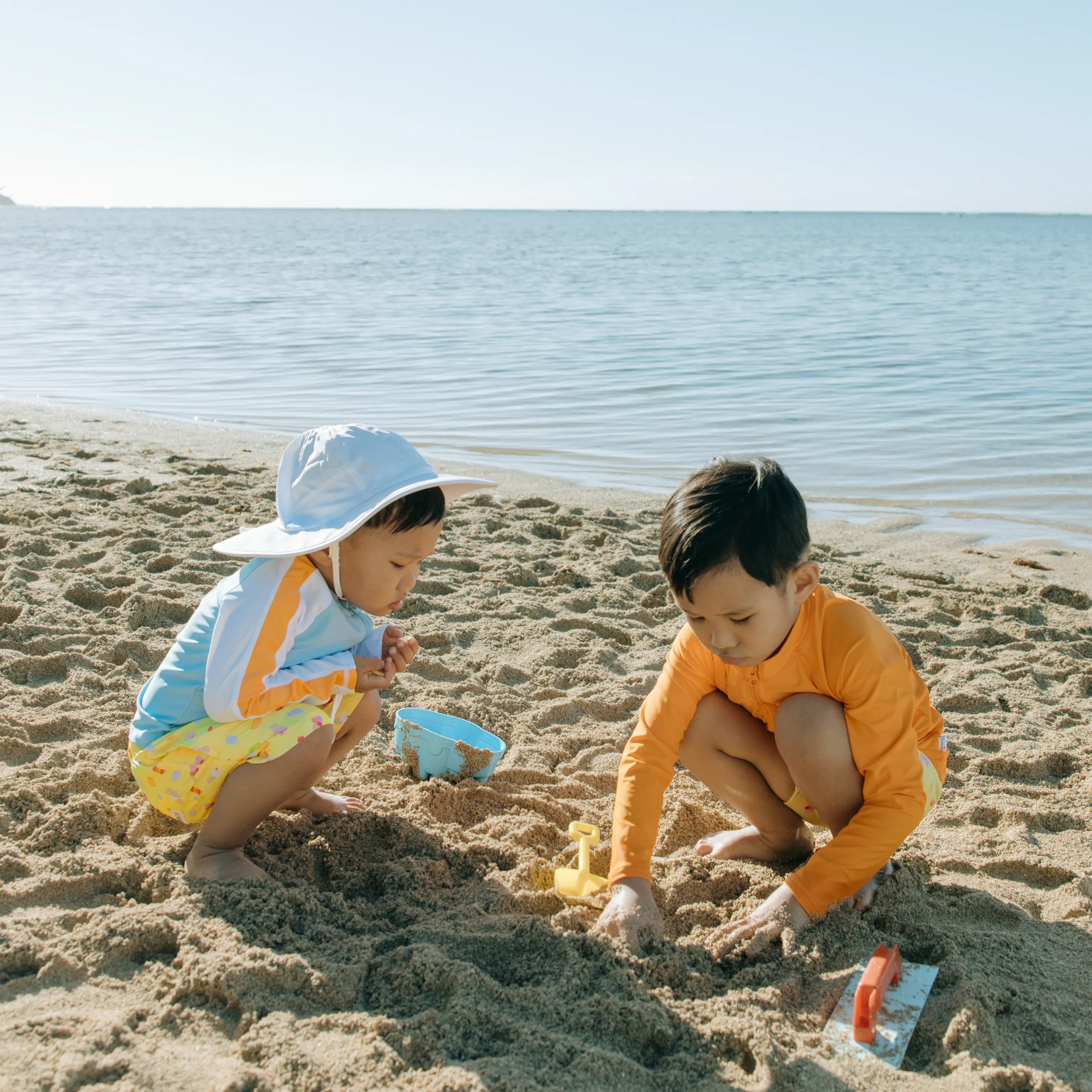 Boys Long Sleeve Zipper Rash Guard and Swim Trunk Set | "Sweetie"