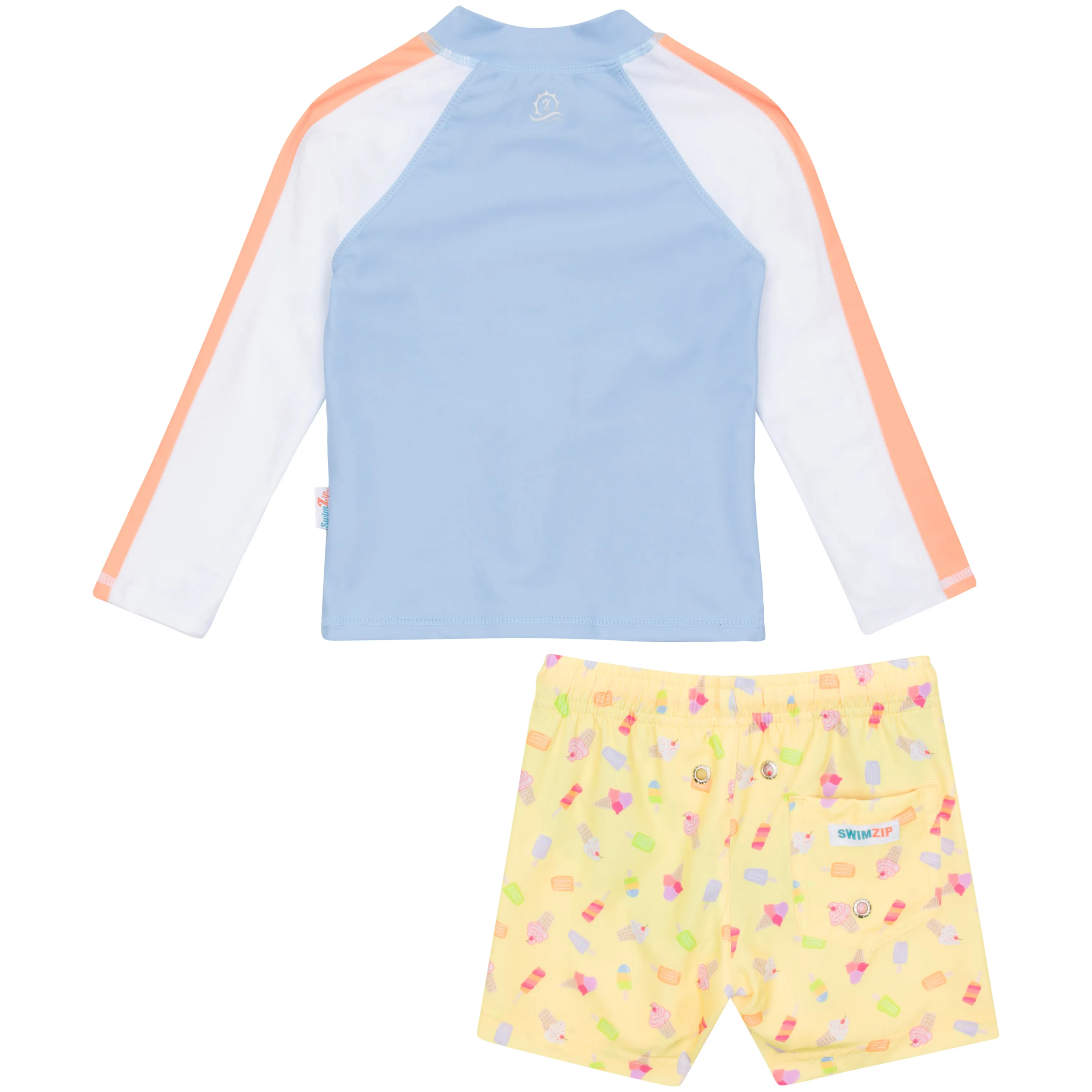 Boys Long Sleeve Zipper Rash Guard and Swim Trunk Set | "Sweetie"