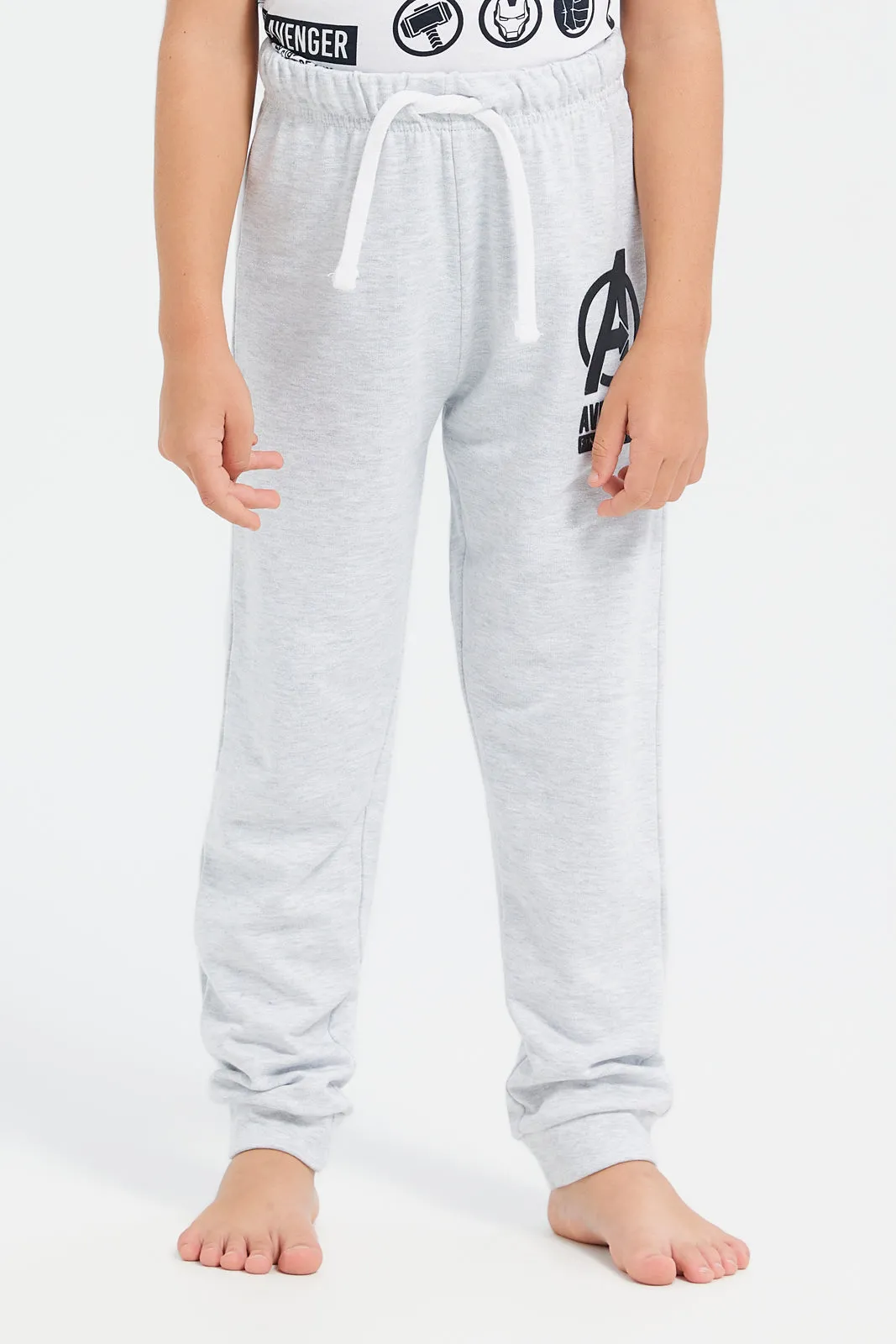 Boys White And Grey Avengers Pyjama Set (2 Peice)