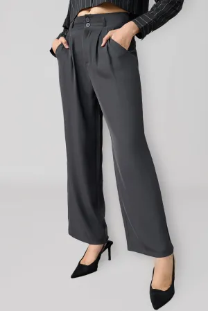 Charcoal Grey Korean Pleated Pants