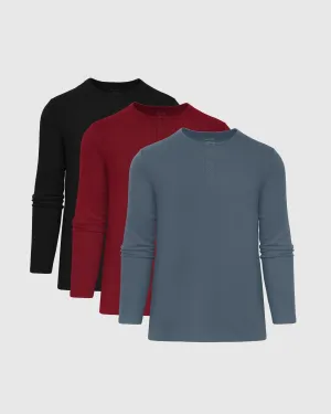 Dark Tones Waffle Henley 3-Pack