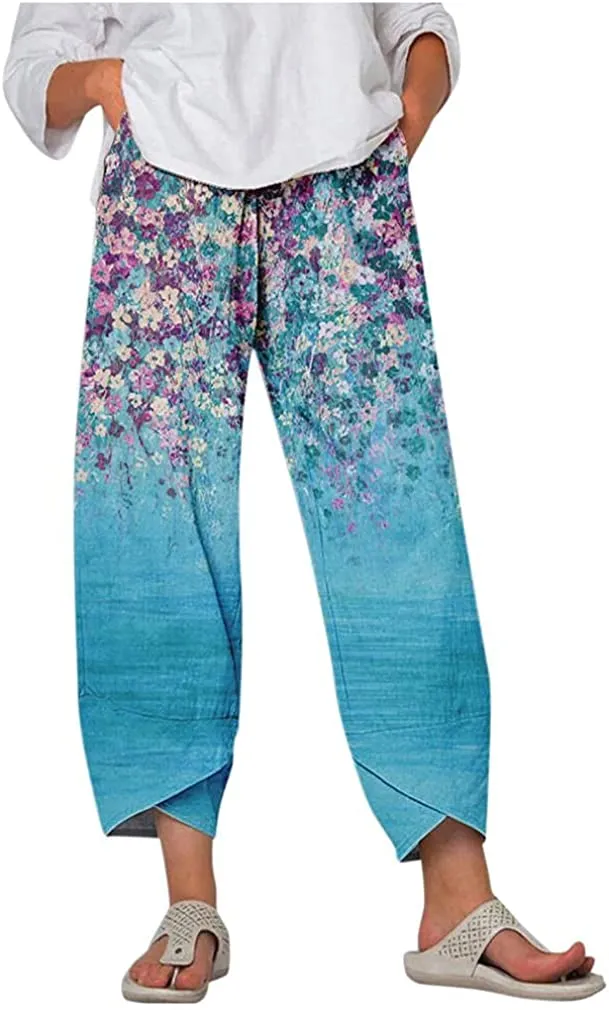 DressBetty - Capri Dandelion Pants for Summer Beach Elastic Waist Cropped Pants