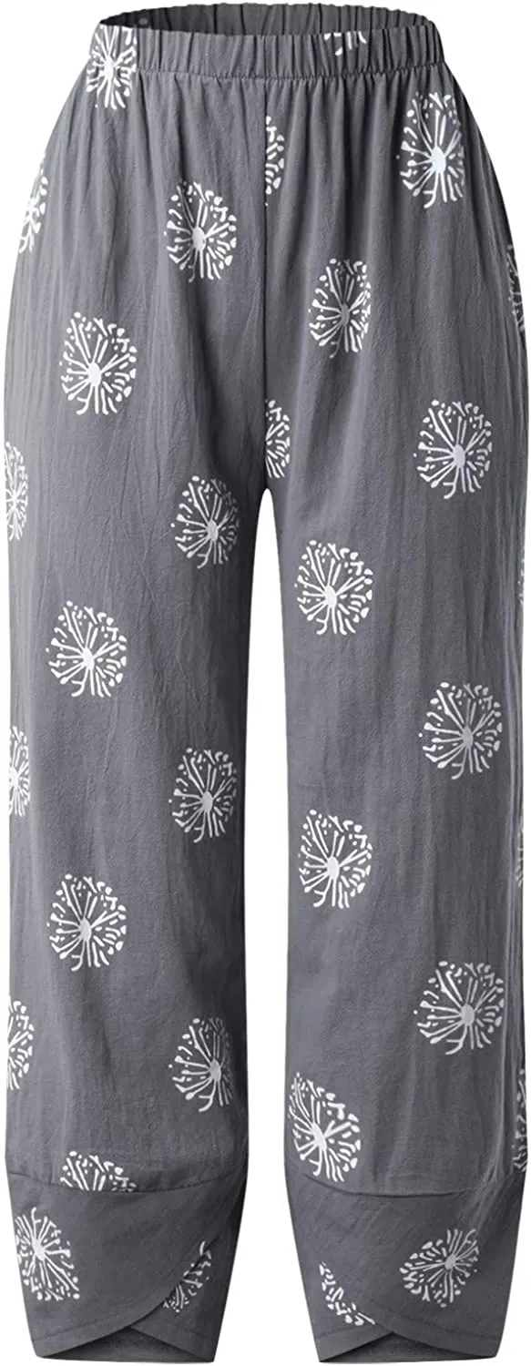 DressBetty - Capri Dandelion Pants for Summer Beach Elastic Waist Cropped Pants