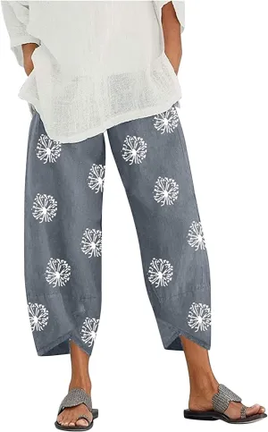 DressBetty - Capri Dandelion Pants for Summer Beach Elastic Waist Cropped Pants