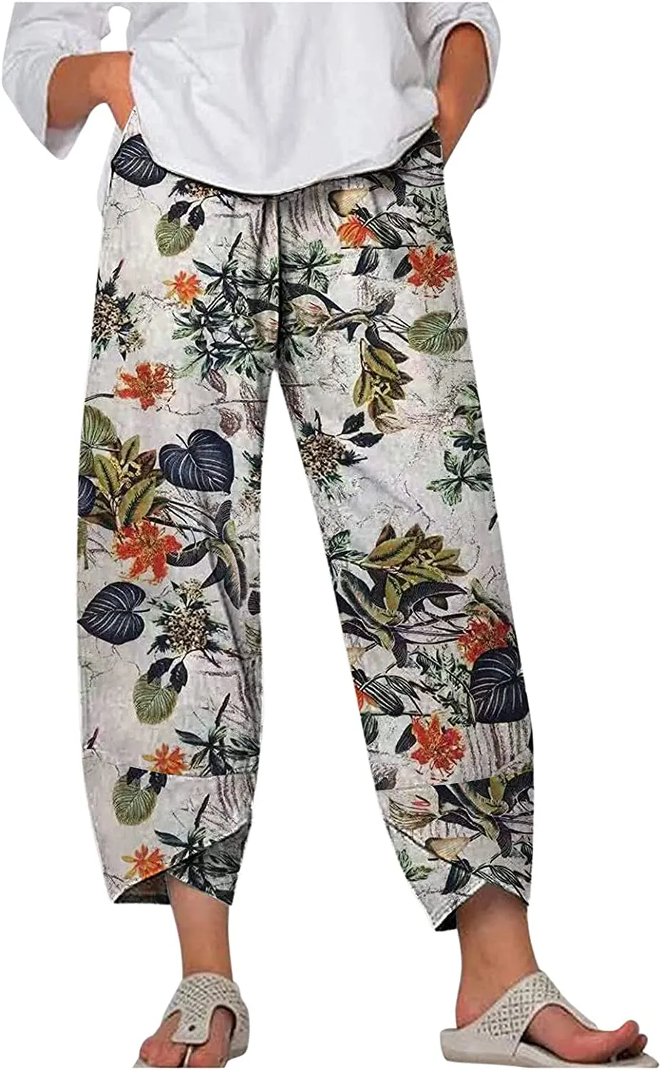 DressBetty - Capri Dandelion Pants for Summer Beach Elastic Waist Cropped Pants