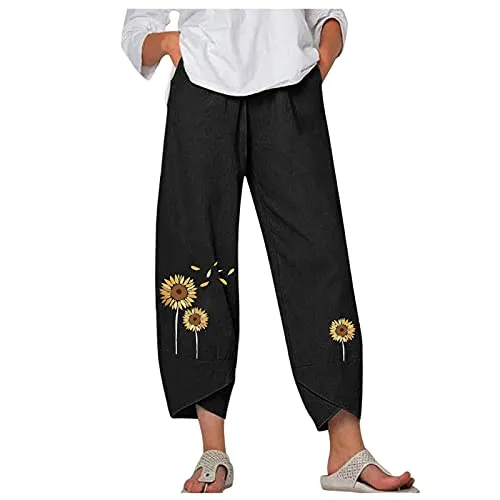 DressBetty - Capri Dandelion Pants for Summer Beach Elastic Waist Cropped Pants