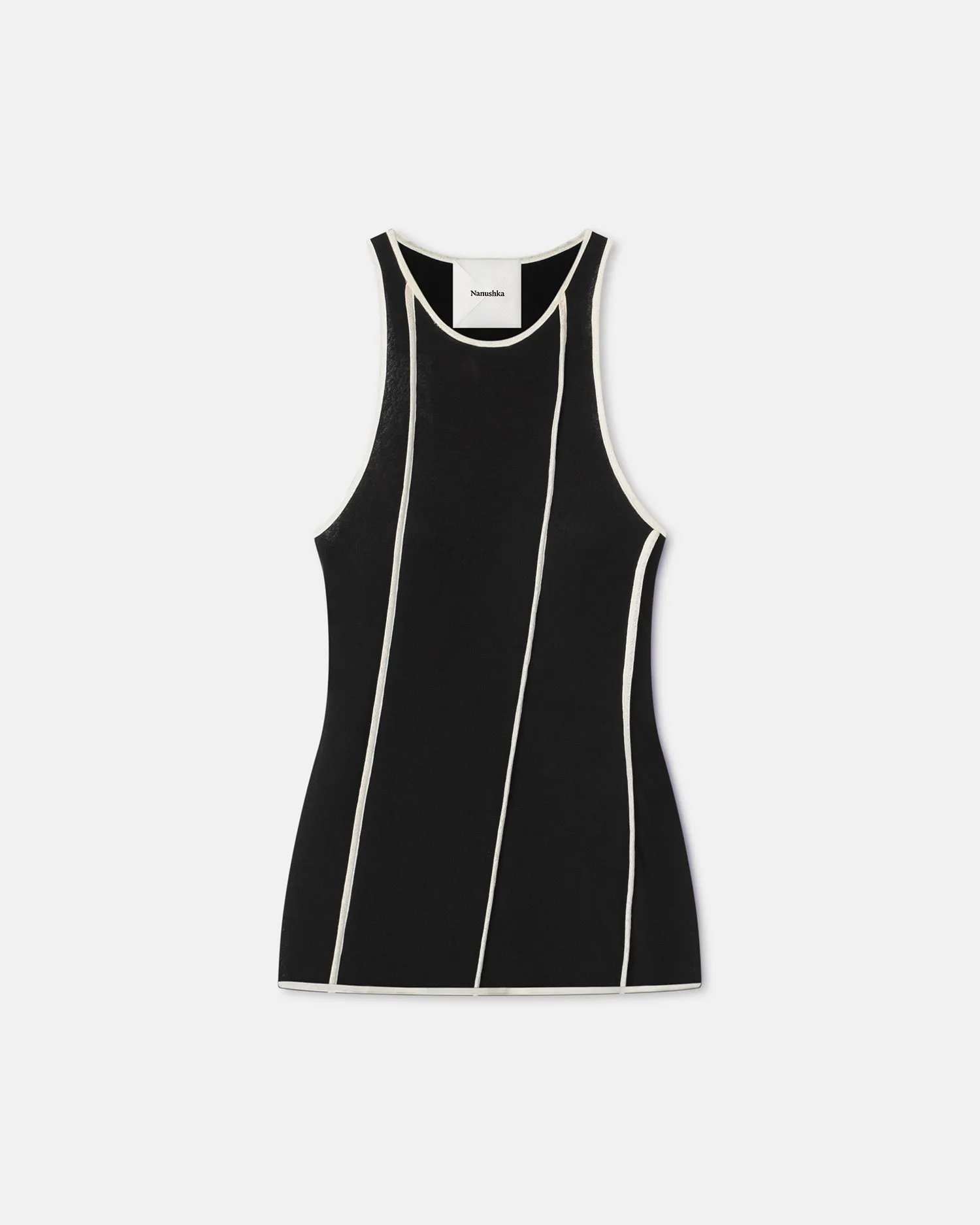 Enna - Patchwork Mesh-Jersey Tank Top - Black/White wax