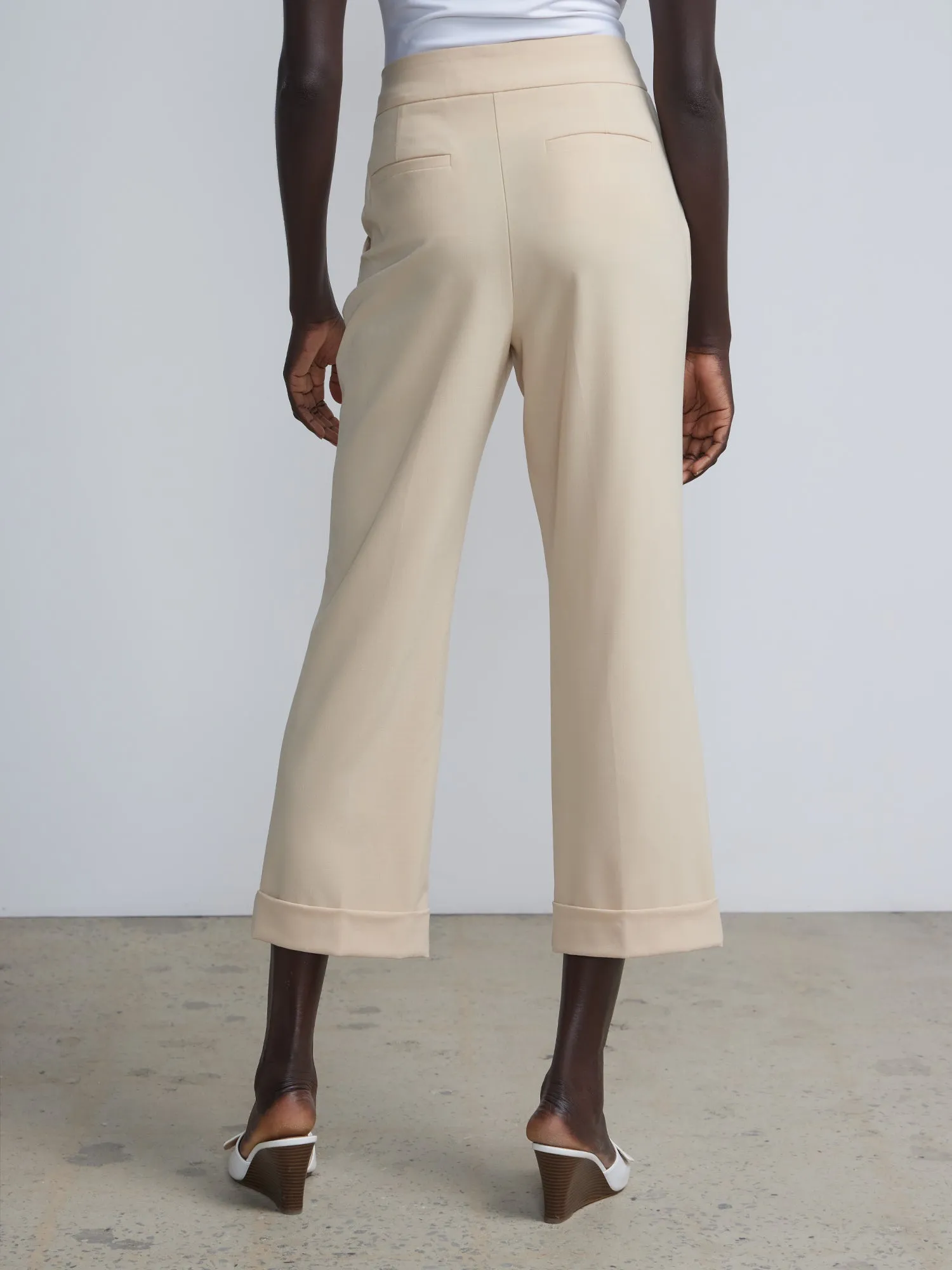 Essential Stretch High Rise Cuffed Cropped Pants