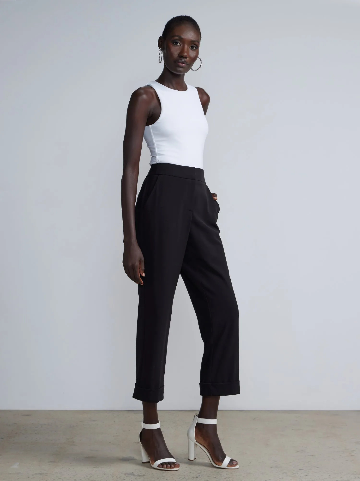 Essential Stretch High Rise Cuffed Cropped Pants