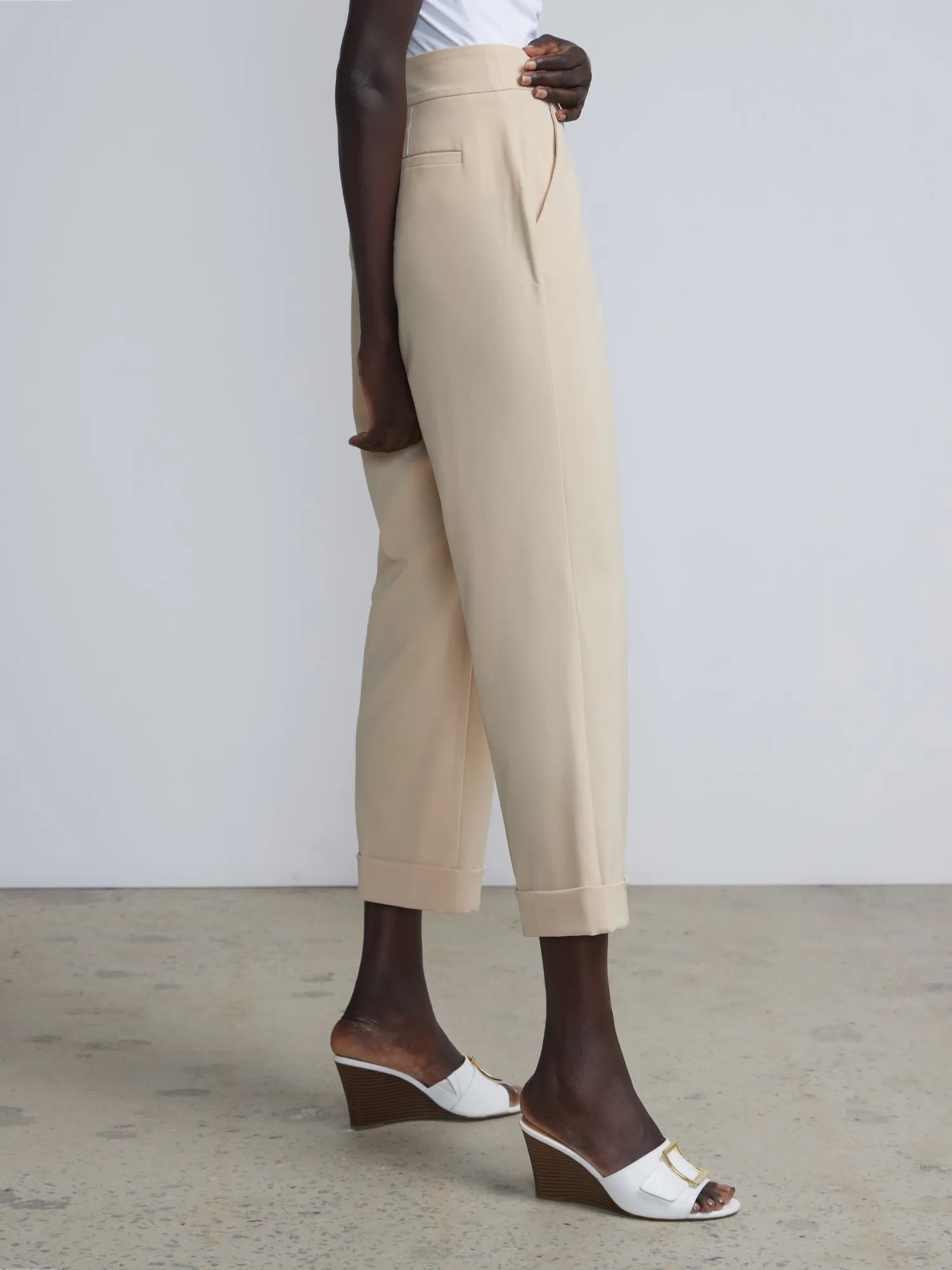 Essential Stretch High Rise Cuffed Cropped Pants