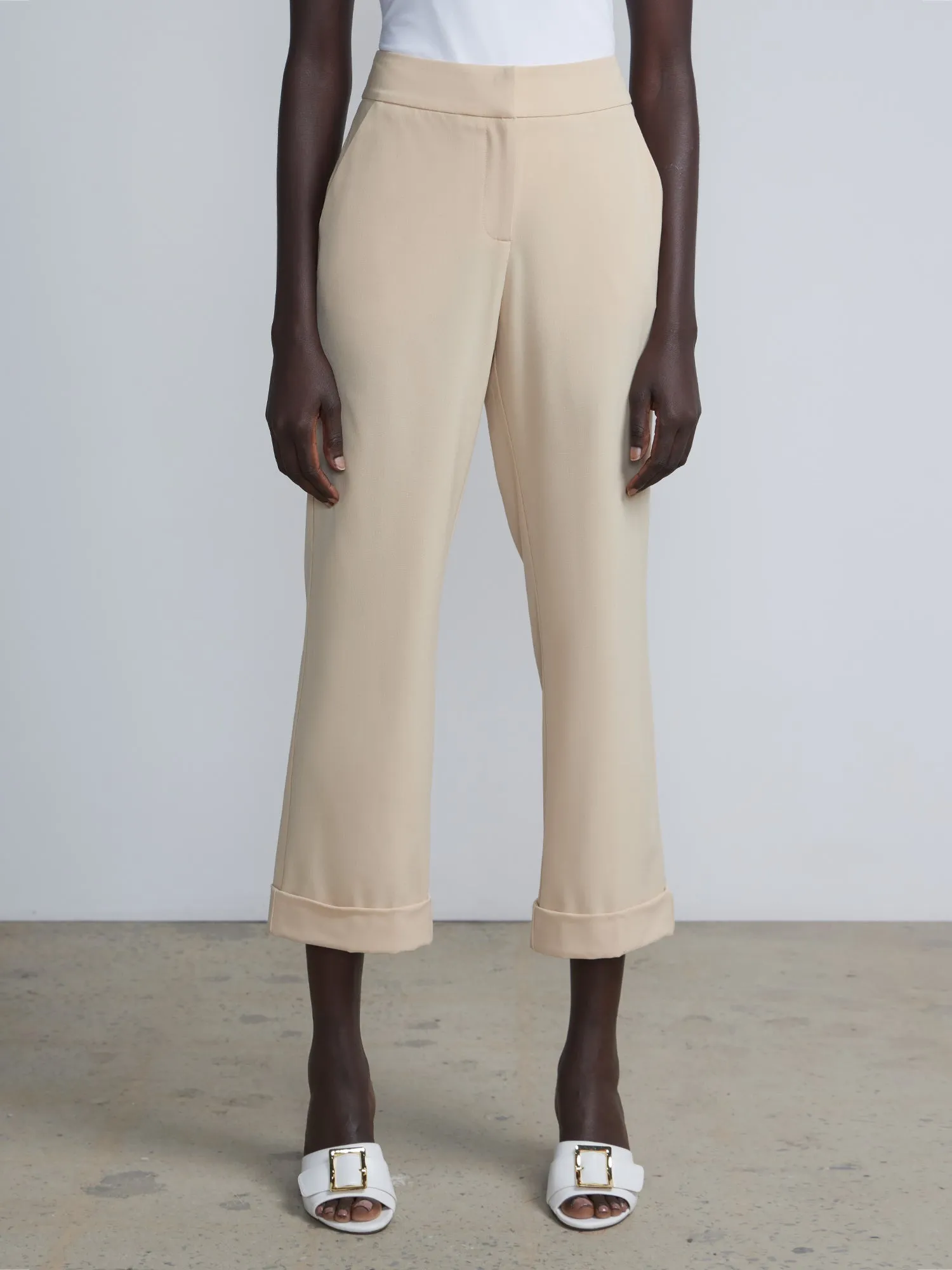 Essential Stretch High Rise Cuffed Cropped Pants