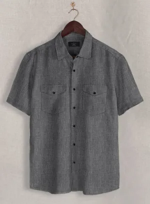 European Anchor Gray Linen Western Style Shirt