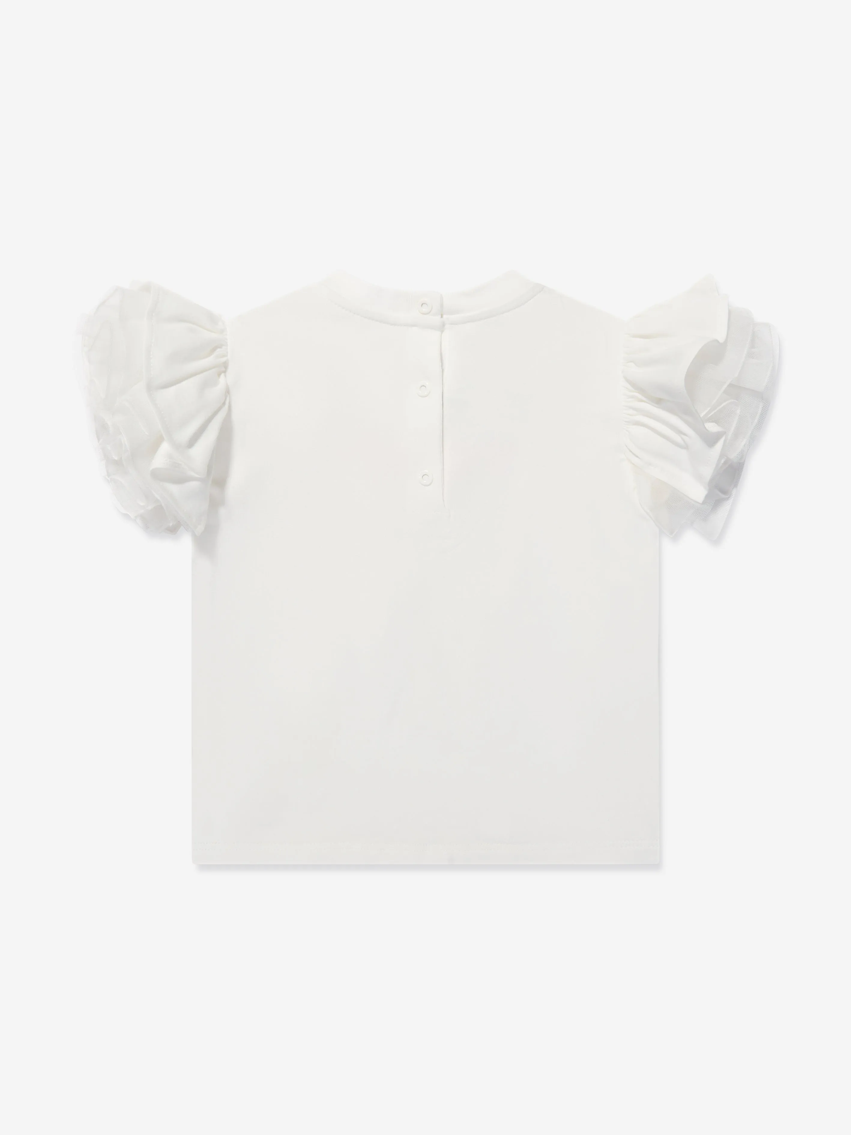 Fendi Baby Girls Tulle Sleeve T-Shirt in Ivory