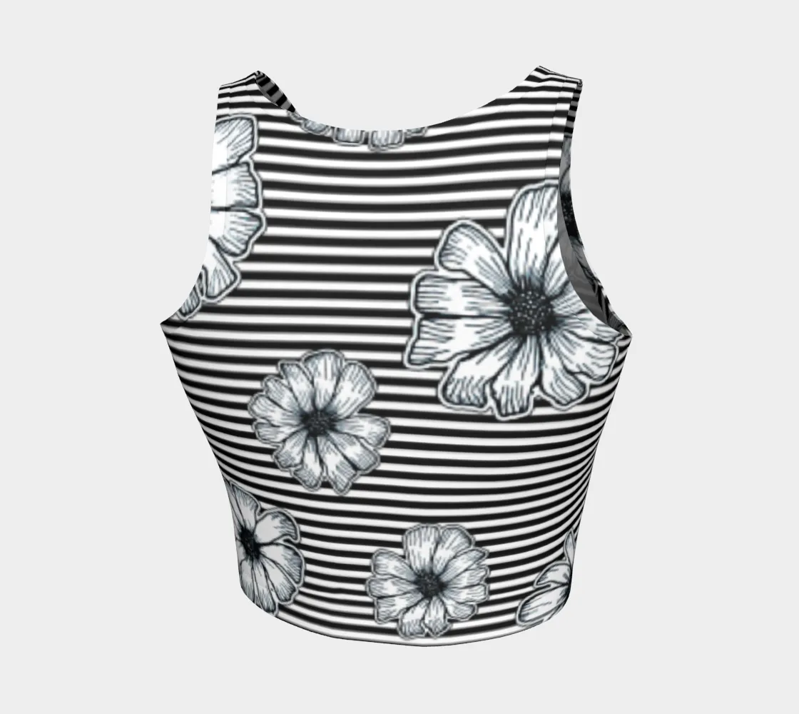 Floral Striped Athletic Crop Top