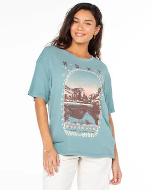 Folk Mountain T-Shirt - Mineral Blue