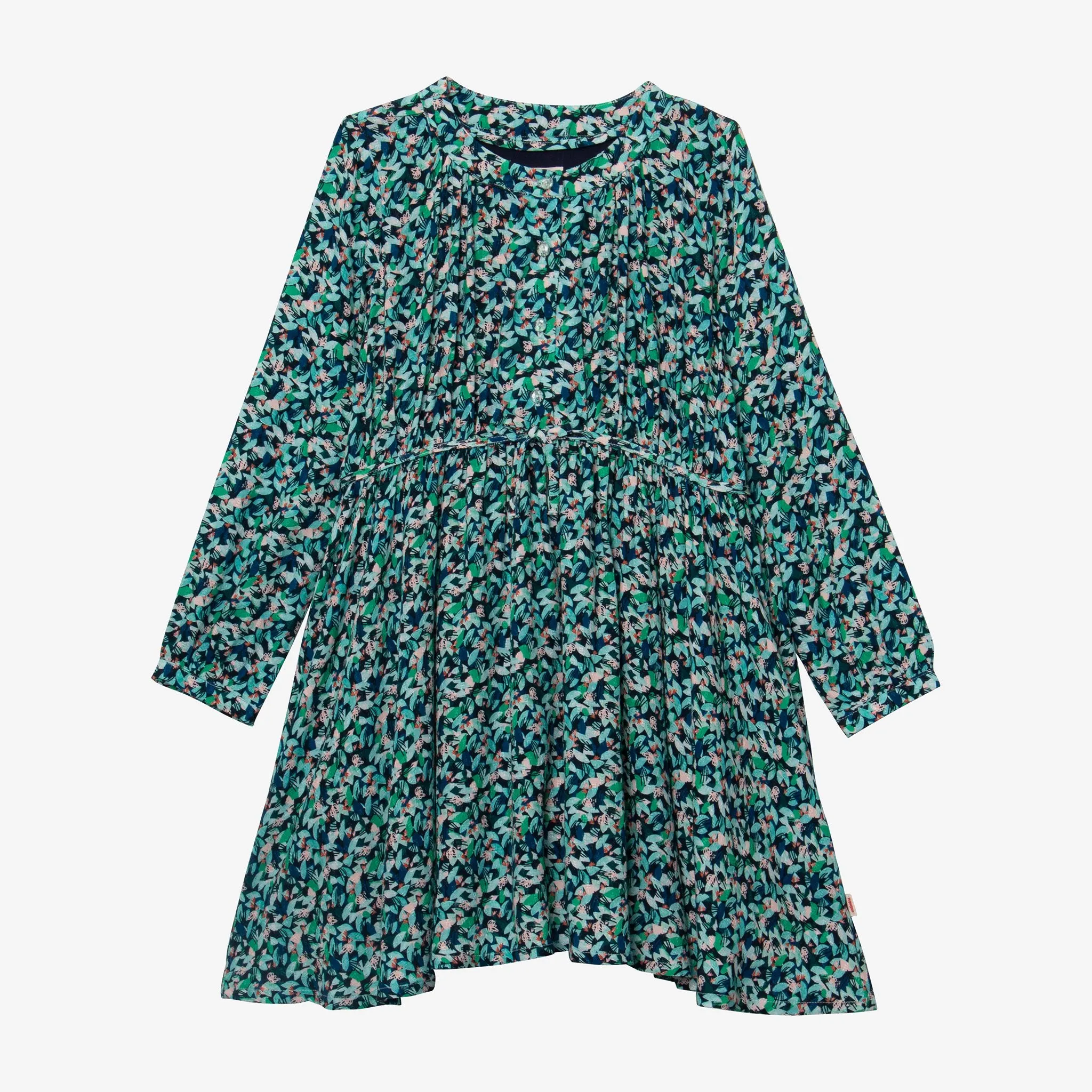 Girl tiered green flower dress