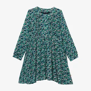 Girl tiered green flower dress