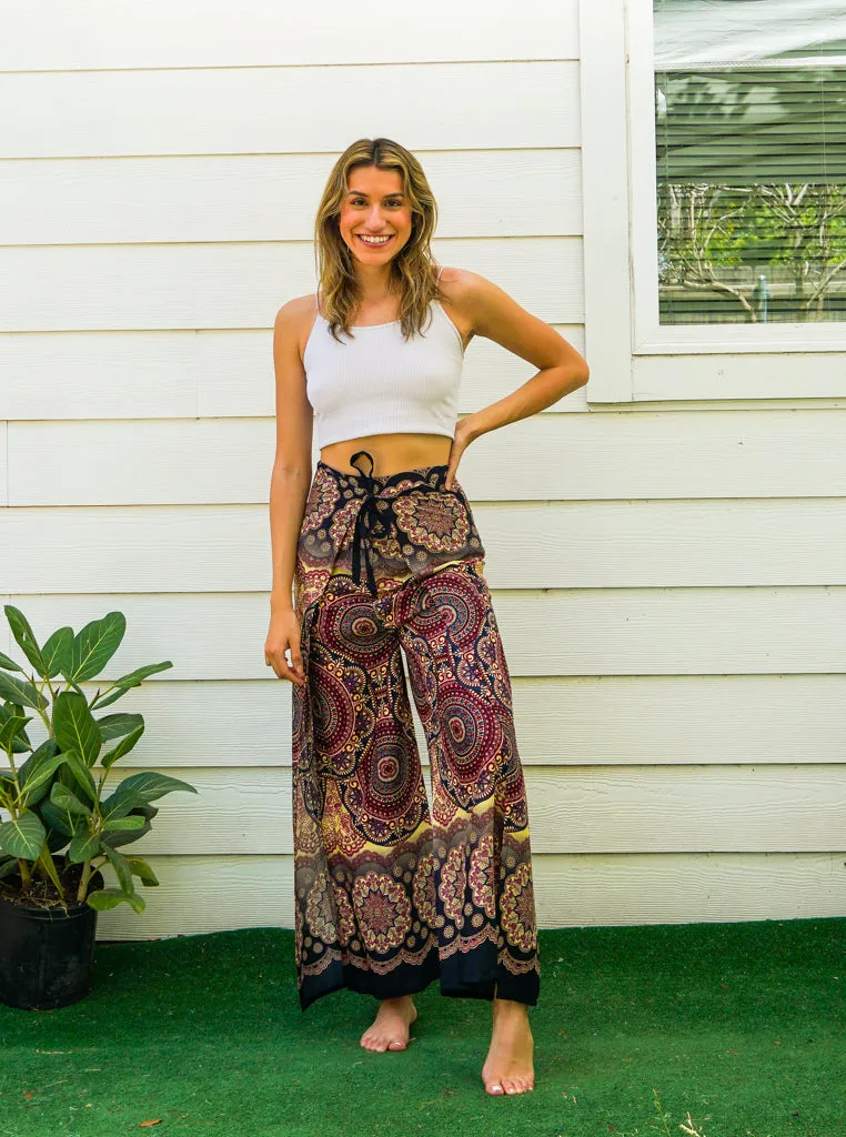 Gold Mandala Palazzo Wrap Pants