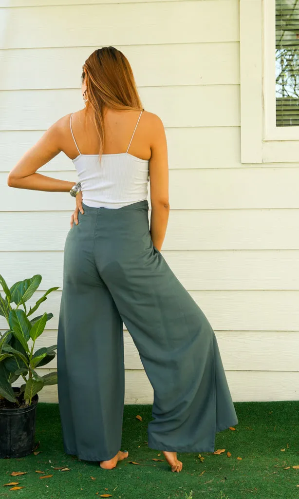 Gray Palazzo Wrap Pants