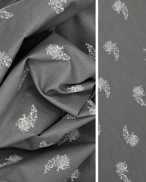 Grey Floral Paisley Fabric | Cotton Batiste