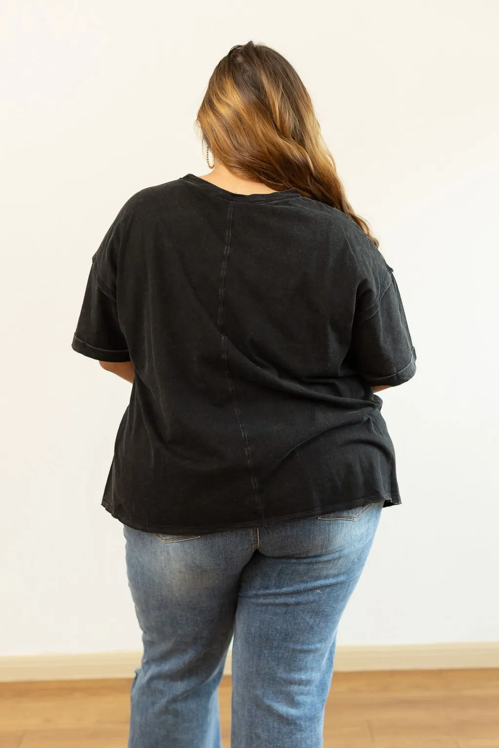 Howdy on Black Split Hem Top