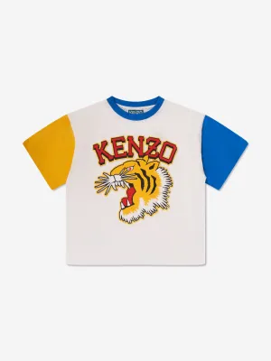 KENZO Boys Tiger Logo T-Shirt in Ivory