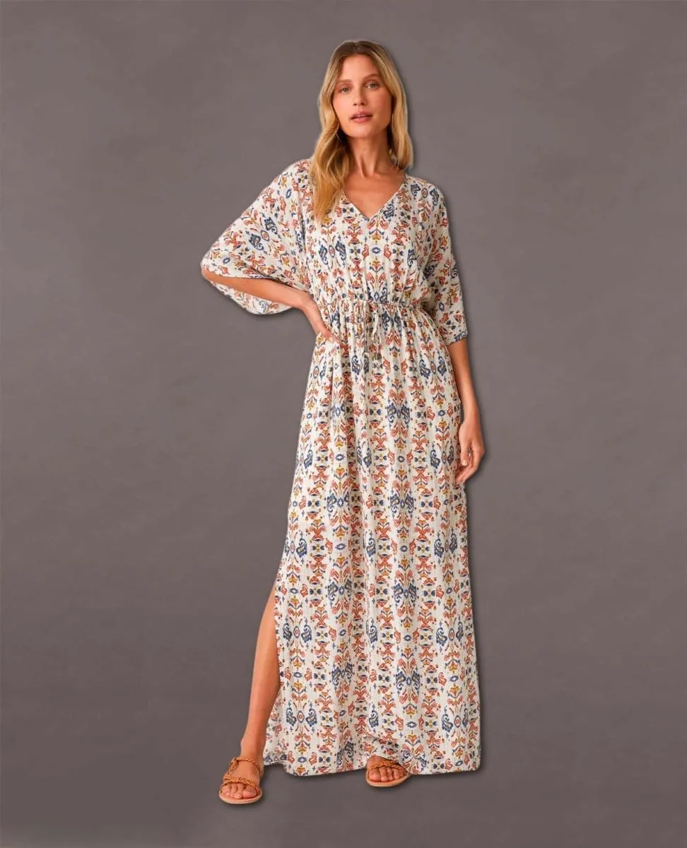 Kimono Sleeve Maxi Bohemian Fall Print