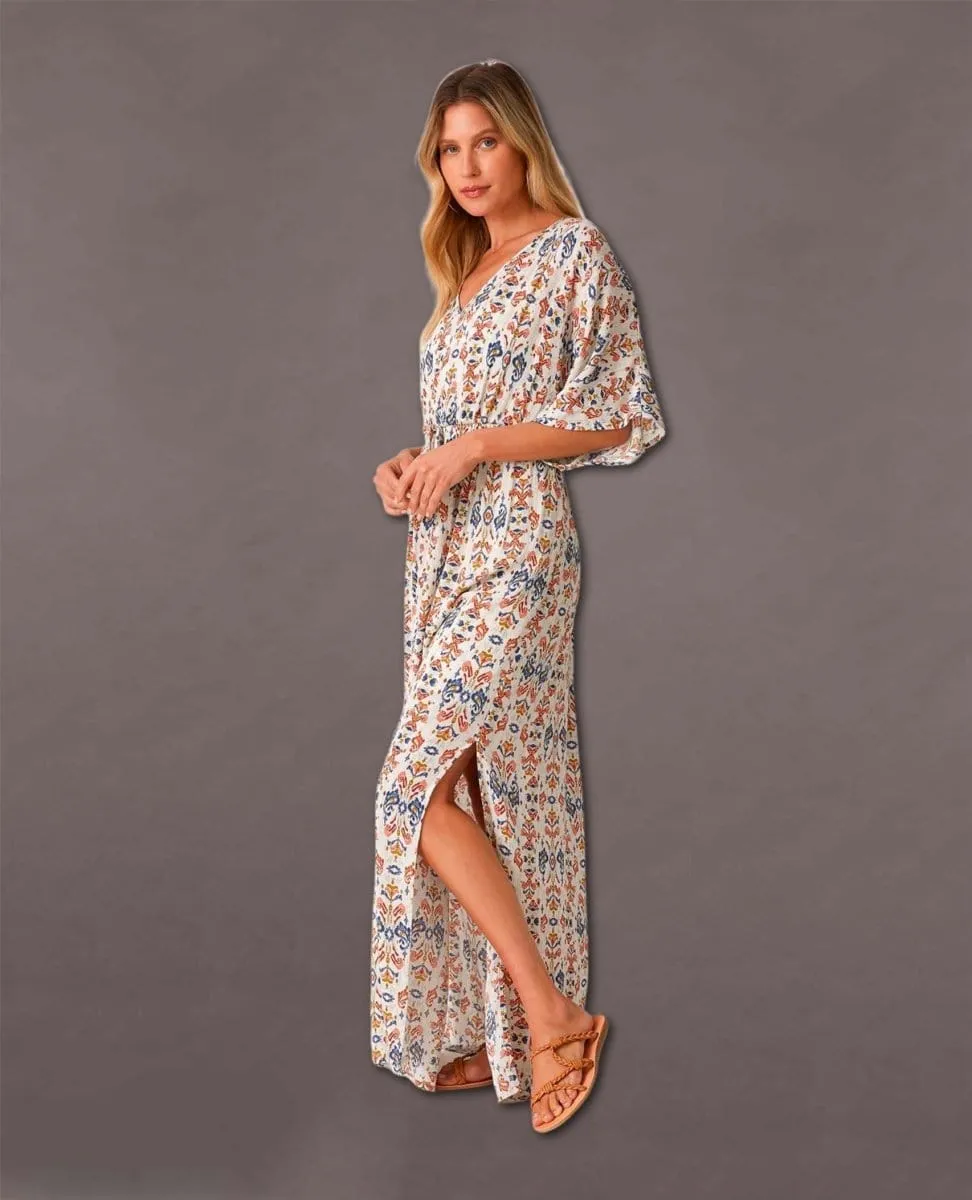 Kimono Sleeve Maxi Bohemian Fall Print