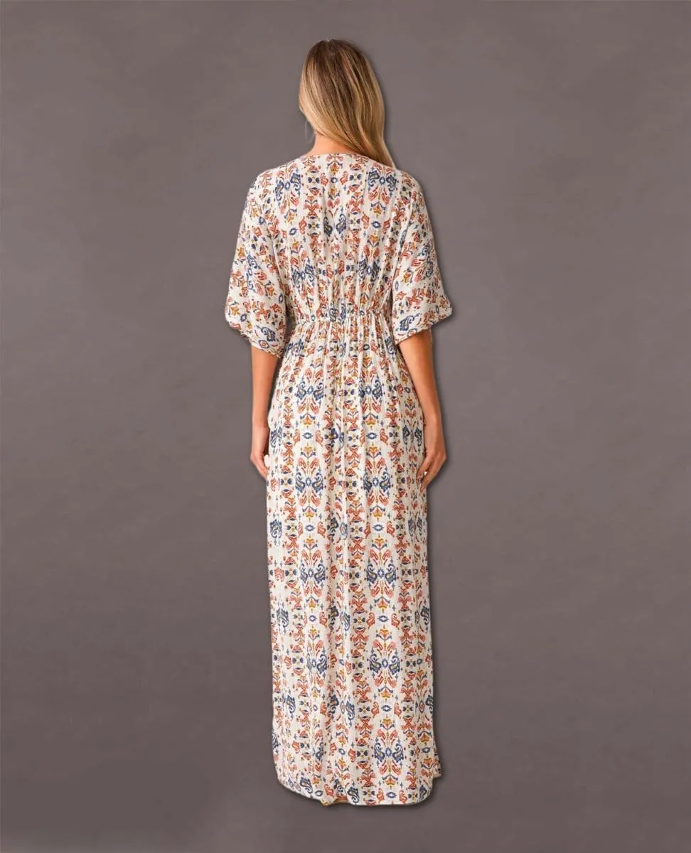 Kimono Sleeve Maxi Bohemian Fall Print