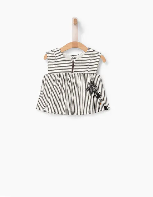 LA White&Grey Striped Linen Tank