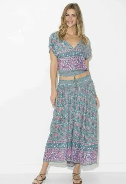 Lydia Printed Maxi Skirt Green