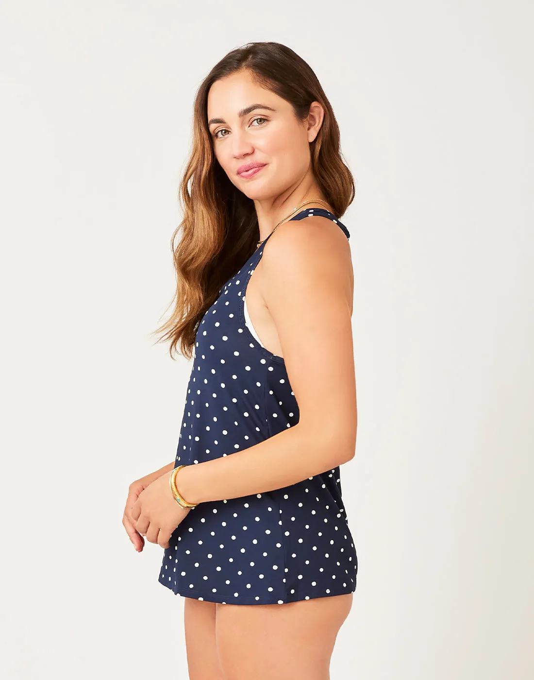 Mari Tank: Navy Polka Dot - FINAL SALE