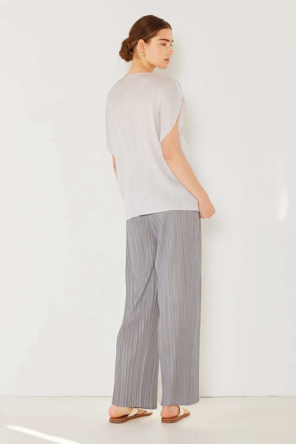 Marina Pleated Elastic-Waist Straight Pants