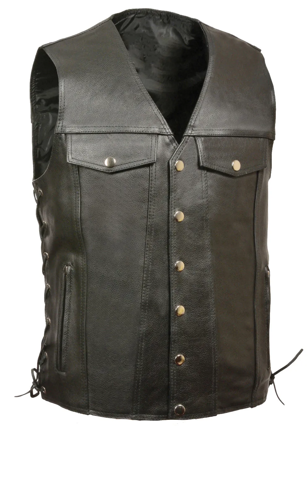 Men's Slim Fit Laced Genuine Leather Vest MV18