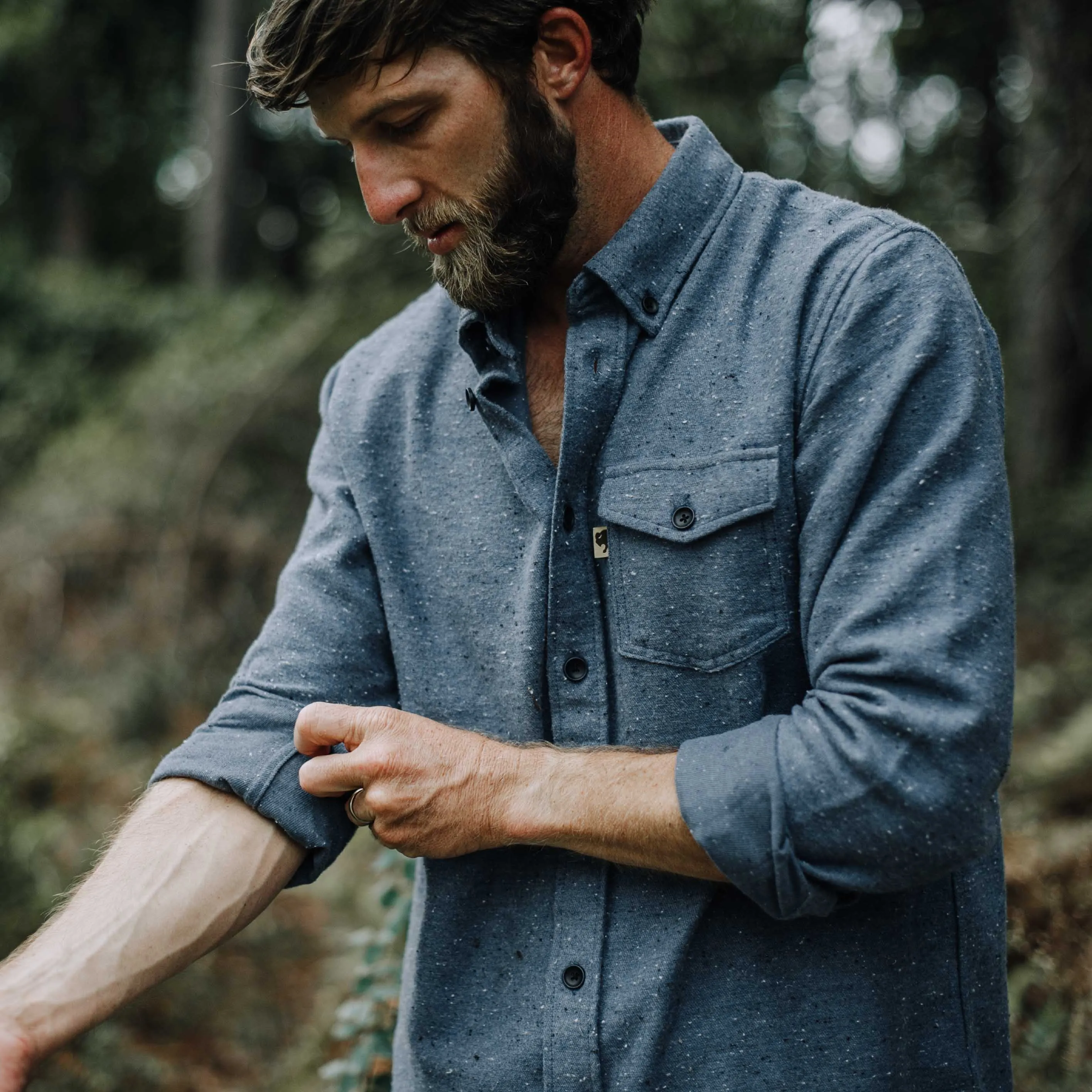 Murphy Fleck Cotton Shirt | Bridgewater Blue