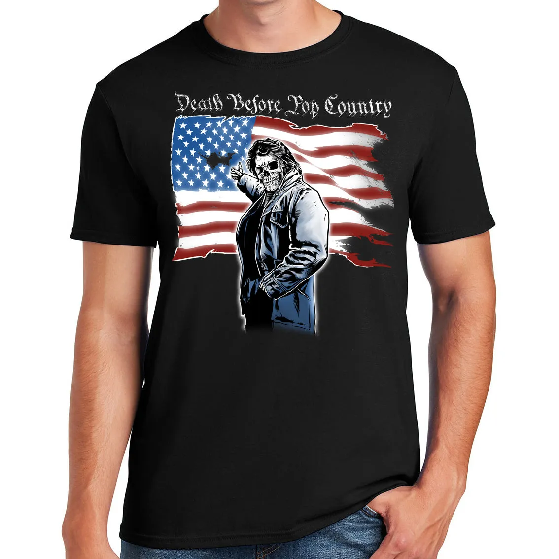 Old Glory | Death Before Pop Country Tee | Classic Country Inspired Zombies