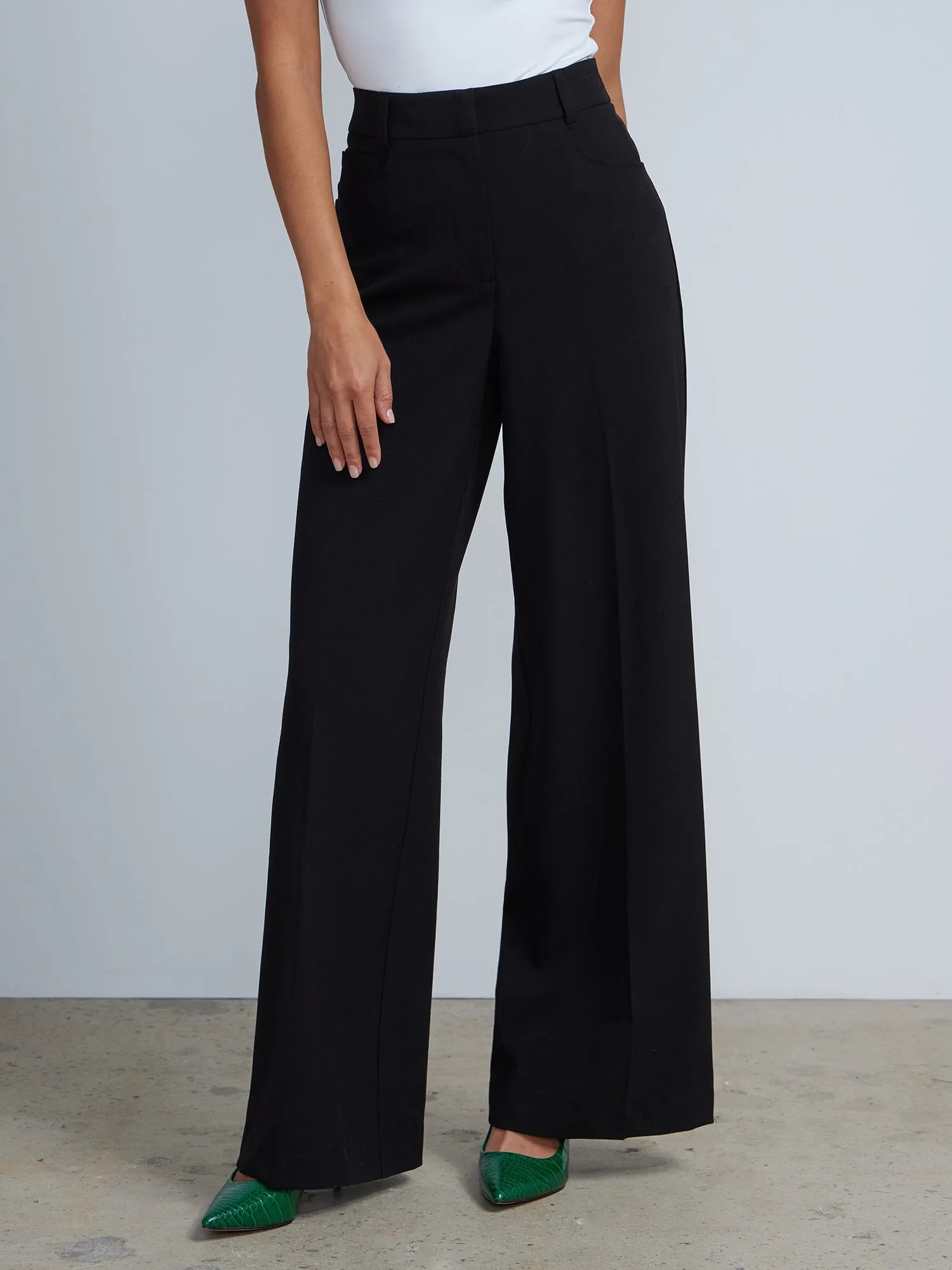 Petite High Rise Wide Leg Pant