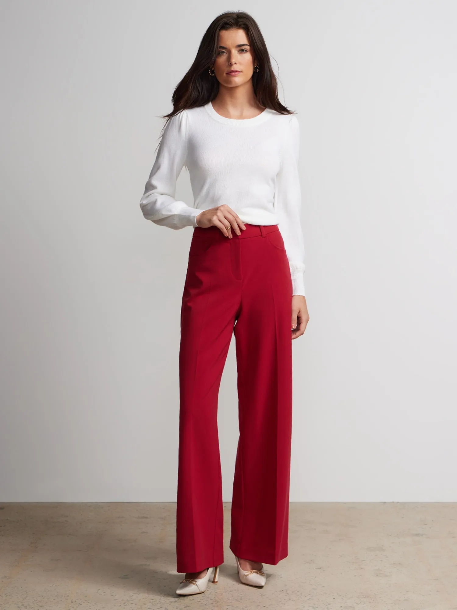 Petite High Rise Wide Leg Pant