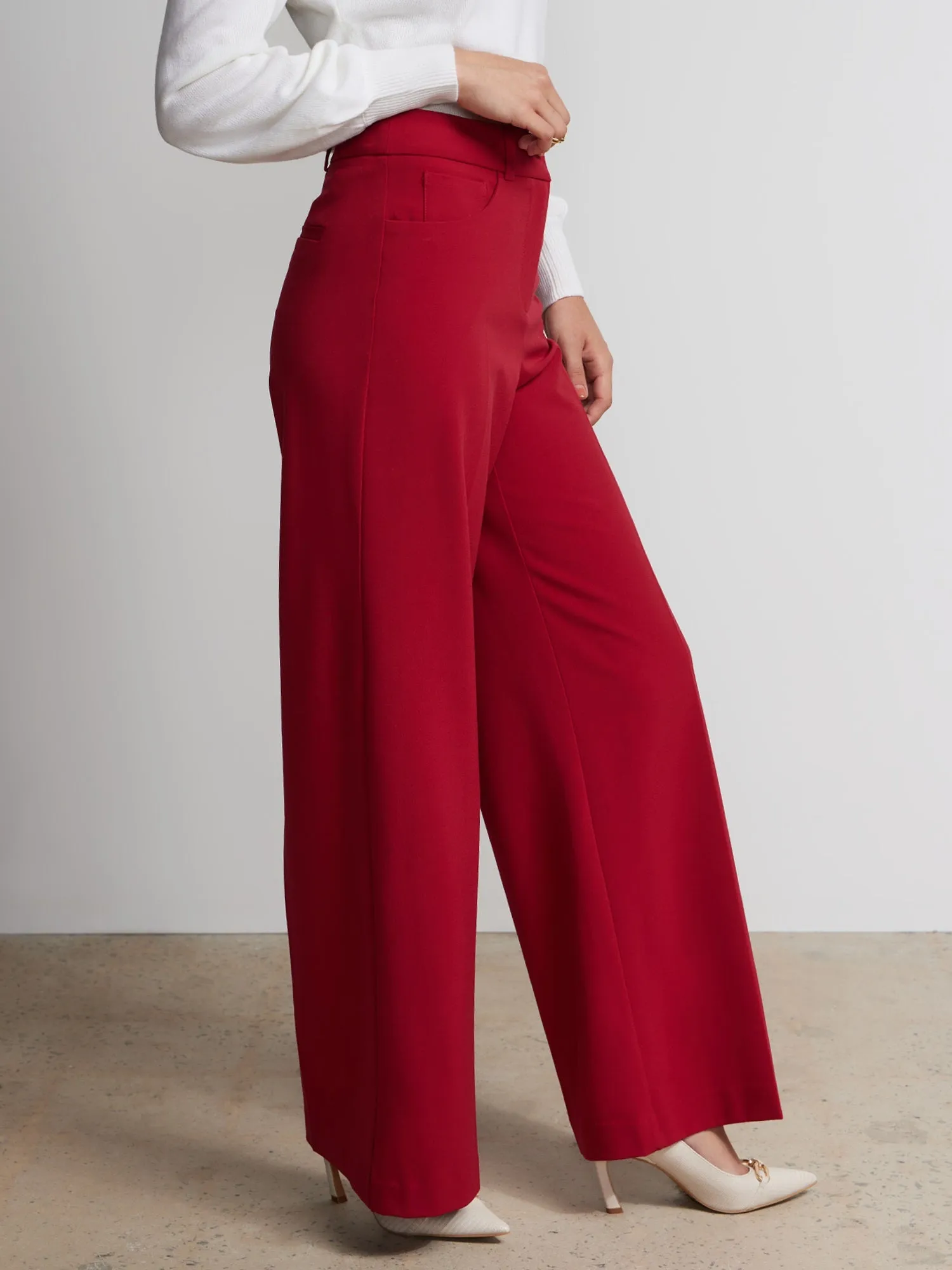 Petite High Rise Wide Leg Pant