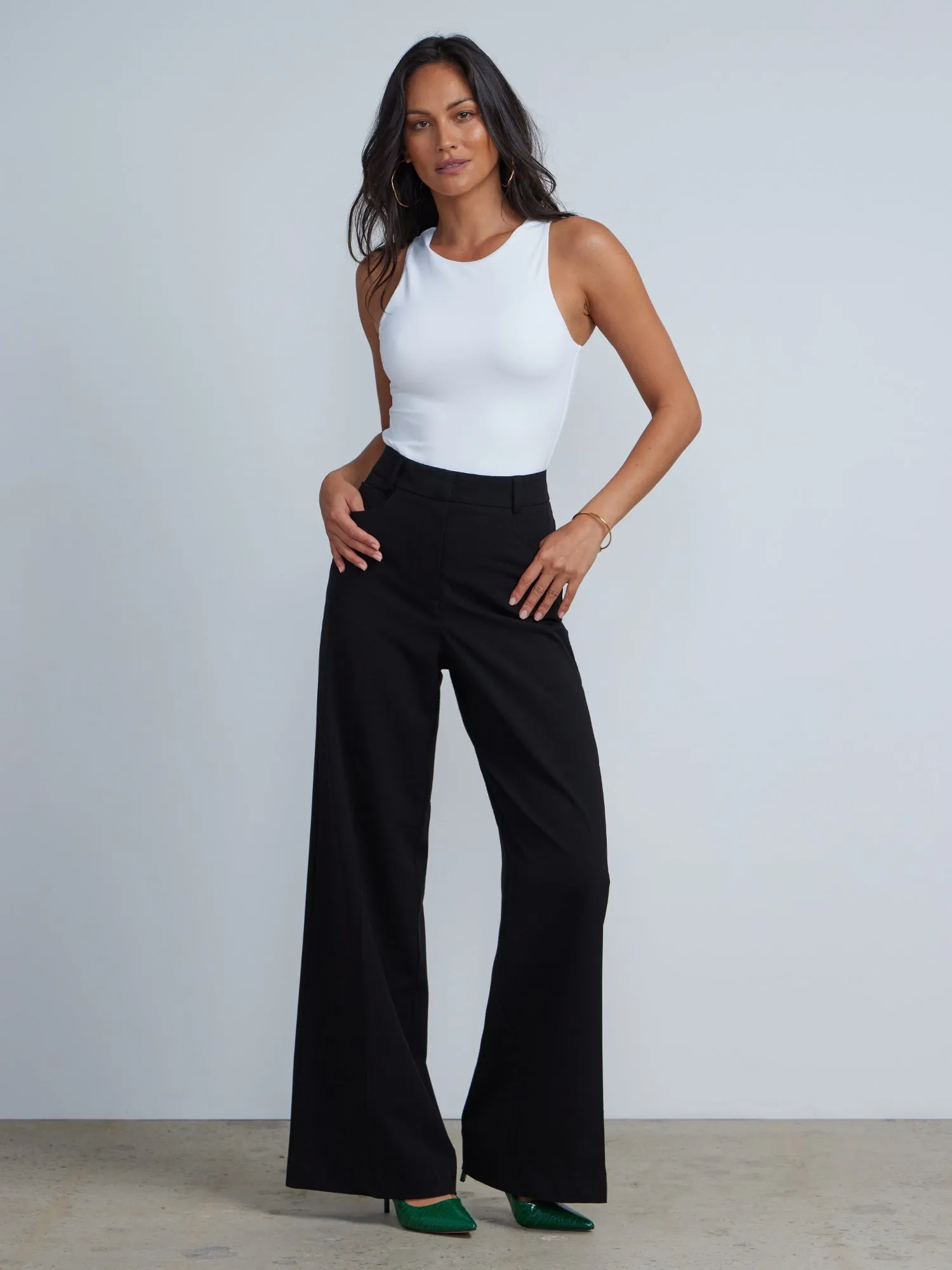 Petite High Rise Wide Leg Pant