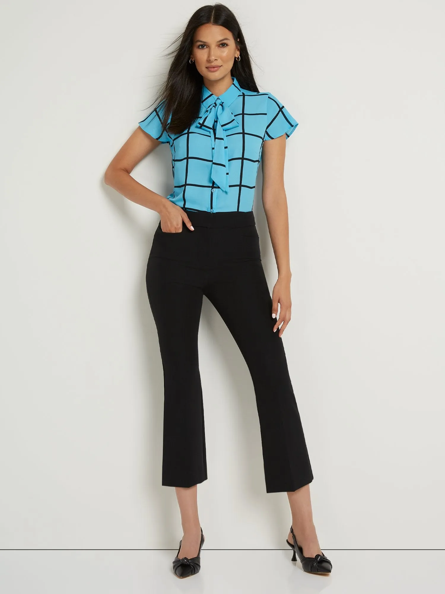 Petite High-Waisted Straight-Leg Kick Crop Pant